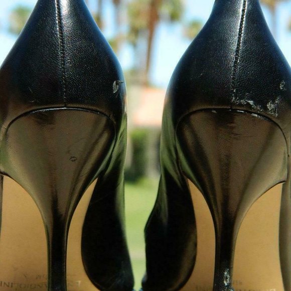 Enzo Angiolini Eamaylie Model Black Leather Peep Toe Classic Pump Shoes US 8.5 - Picture 9 of 11